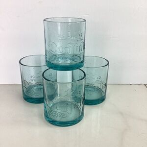 4 Don Julio Tequila Glasses Recycled Glasses, Blue, Low Ball, 10oz